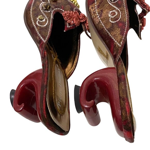Pierre Dumas Marie Mule 8.5 Red Eastern Asian Exotic Theater Cosplay Embellished - Picture 7 of 10
